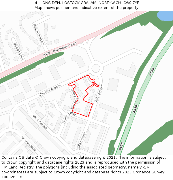 4, LIONS DEN, LOSTOCK GRALAM, NORTHWICH, CW9 7YF: Location map and indicative extent of plot