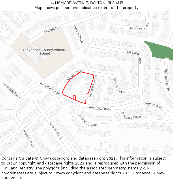 4, LISMORE AVENUE, BOLTON, BL3 4NR: Location map and indicative extent of plot