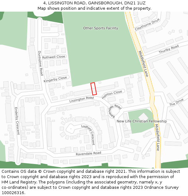 4, LISSINGTON ROAD, GAINSBOROUGH, DN21 1UZ: Location map and indicative extent of plot