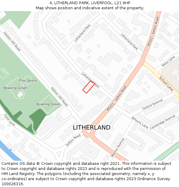4, LITHERLAND PARK, LIVERPOOL, L21 9HP: Location map and indicative extent of plot