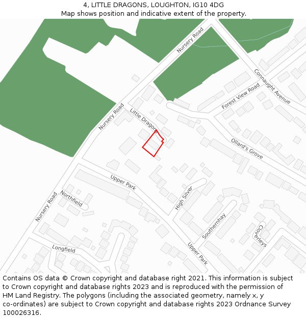 4, LITTLE DRAGONS, LOUGHTON, IG10 4DG: Location map and indicative extent of plot