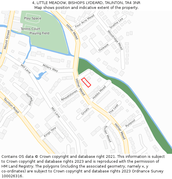 4, LITTLE MEADOW, BISHOPS LYDEARD, TAUNTON, TA4 3NR: Location map and indicative extent of plot