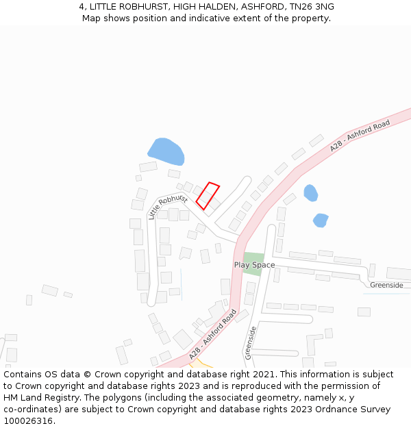 4, LITTLE ROBHURST, HIGH HALDEN, ASHFORD, TN26 3NG: Location map and indicative extent of plot