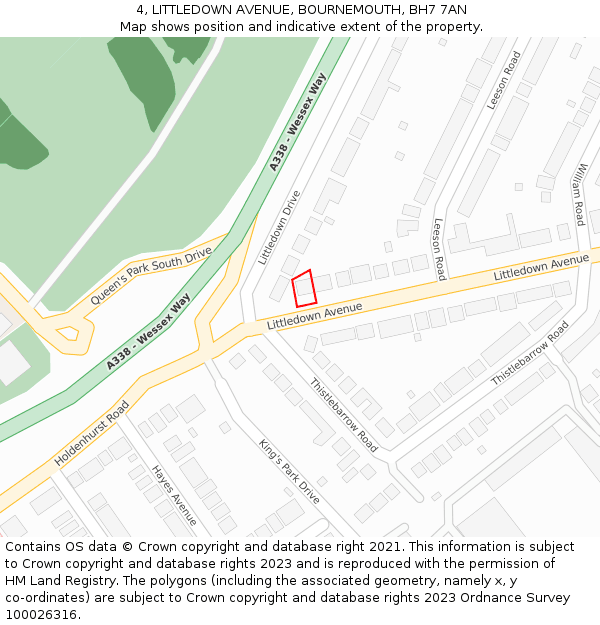 4, LITTLEDOWN AVENUE, BOURNEMOUTH, BH7 7AN: Location map and indicative extent of plot
