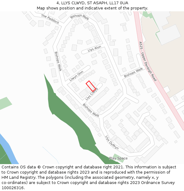 4, LLYS CLWYD, ST ASAPH, LL17 0UA: Location map and indicative extent of plot