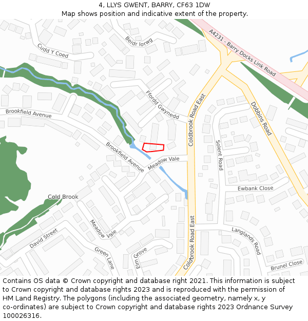 4, LLYS GWENT, BARRY, CF63 1DW: Location map and indicative extent of plot