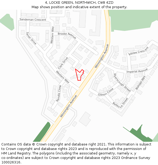 4, LOCKE GREEN, NORTHWICH, CW8 4ZD: Location map and indicative extent of plot