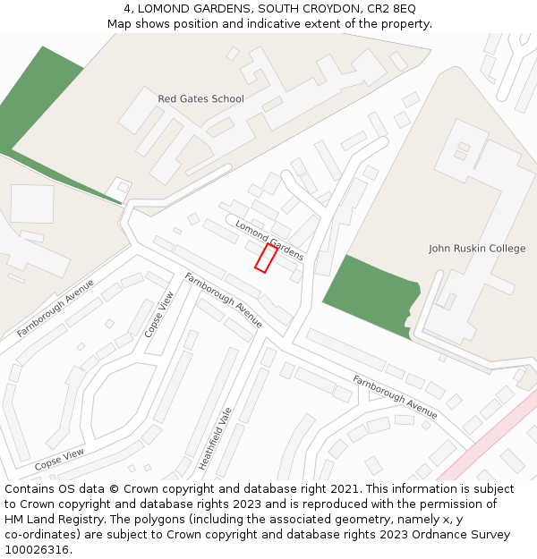 4, LOMOND GARDENS, SOUTH CROYDON, CR2 8EQ: Location map and indicative extent of plot