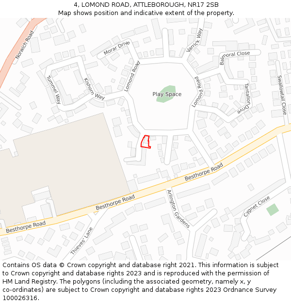 4, LOMOND ROAD, ATTLEBOROUGH, NR17 2SB: Location map and indicative extent of plot