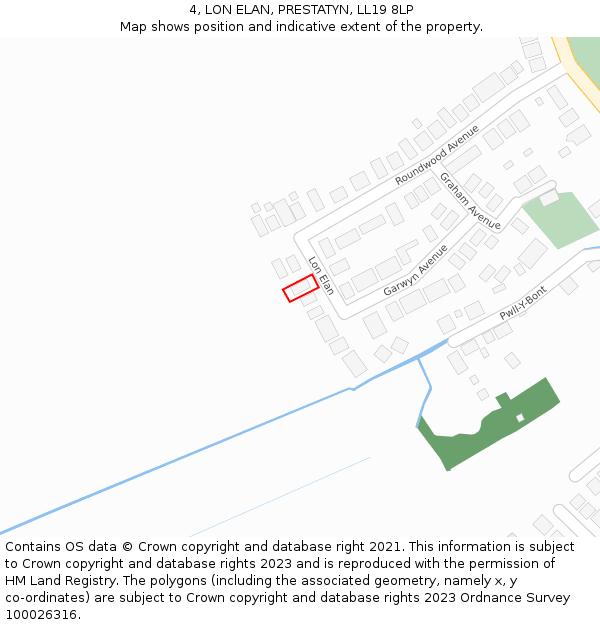 4, LON ELAN, PRESTATYN, LL19 8LP: Location map and indicative extent of plot