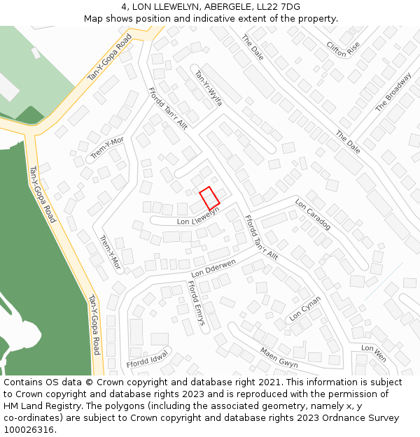 4, LON LLEWELYN, ABERGELE, LL22 7DG: Location map and indicative extent of plot