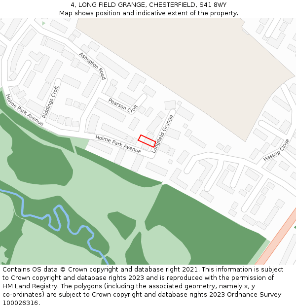 4, LONG FIELD GRANGE, CHESTERFIELD, S41 8WY: Location map and indicative extent of plot