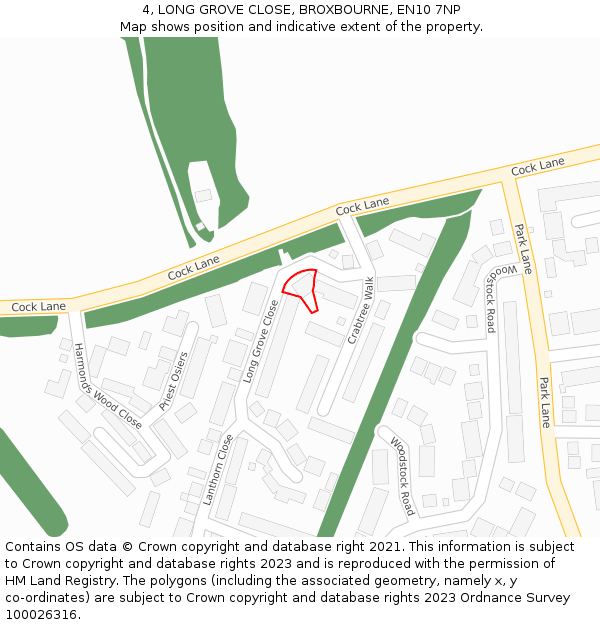 4, LONG GROVE CLOSE, BROXBOURNE, EN10 7NP: Location map and indicative extent of plot