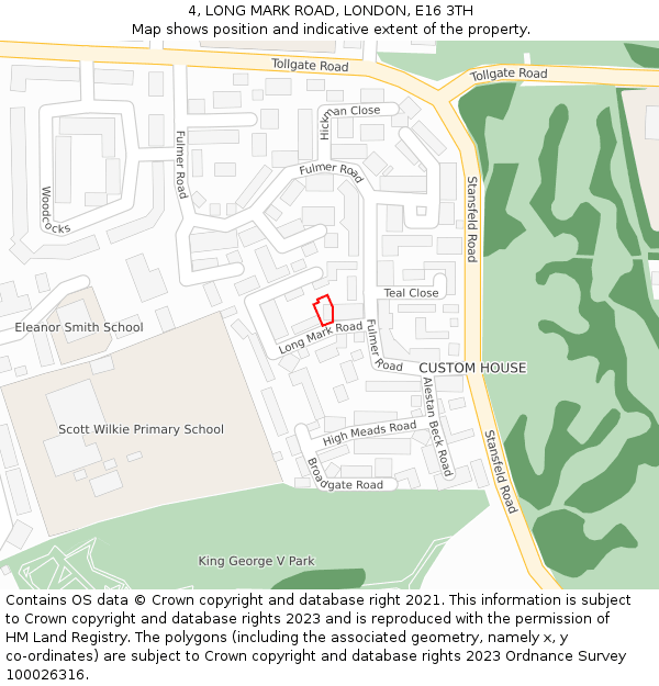 4, LONG MARK ROAD, LONDON, E16 3TH: Location map and indicative extent of plot
