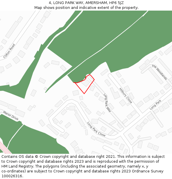 4, LONG PARK WAY, AMERSHAM, HP6 5JZ: Location map and indicative extent of plot