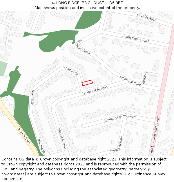 4, LONG RIDGE, BRIGHOUSE, HD6 3RZ: Location map and indicative extent of plot