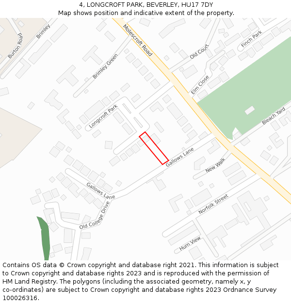 4, LONGCROFT PARK, BEVERLEY, HU17 7DY: Location map and indicative extent of plot