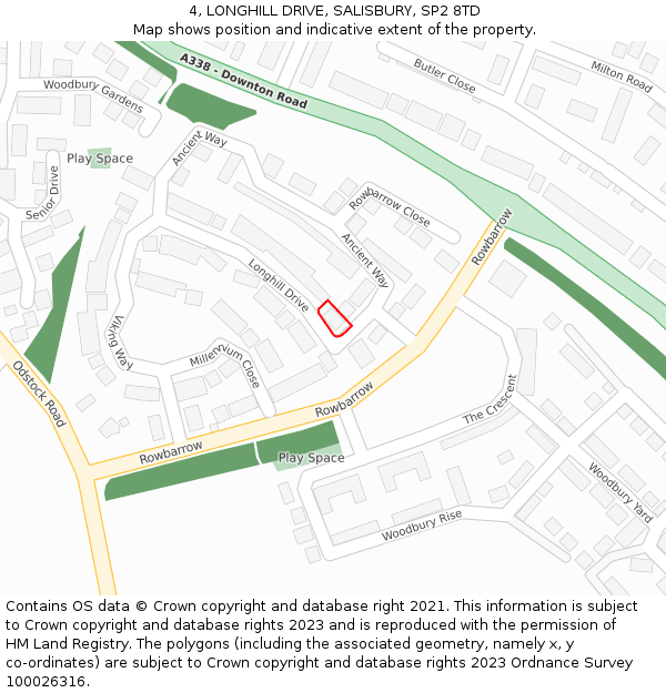 4, LONGHILL DRIVE, SALISBURY, SP2 8TD: Location map and indicative extent of plot