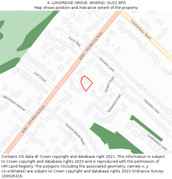 4, LONGRIDGE GROVE, WOKING, GU22 8PG: Location map and indicative extent of plot