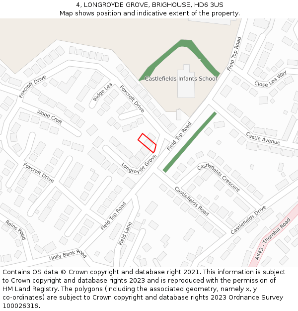 4, LONGROYDE GROVE, BRIGHOUSE, HD6 3US: Location map and indicative extent of plot