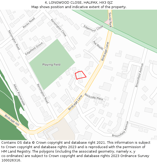 4, LONGWOOD CLOSE, HALIFAX, HX3 0JZ: Location map and indicative extent of plot