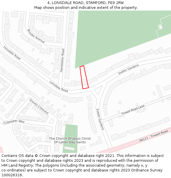 4, LONSDALE ROAD, STAMFORD, PE9 2RW: Location map and indicative extent of plot