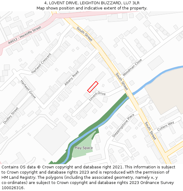 4, LOVENT DRIVE, LEIGHTON BUZZARD, LU7 3LR: Location map and indicative extent of plot