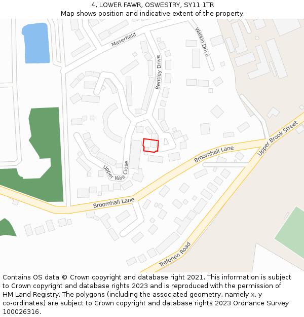 4, LOWER FAWR, OSWESTRY, SY11 1TR: Location map and indicative extent of plot