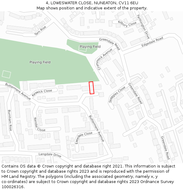 4, LOWESWATER CLOSE, NUNEATON, CV11 6EU: Location map and indicative extent of plot