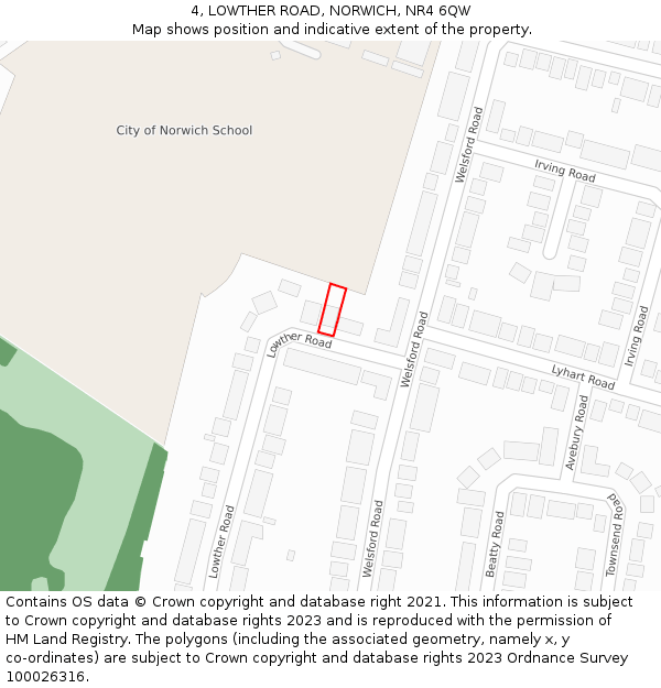 4, LOWTHER ROAD, NORWICH, NR4 6QW: Location map and indicative extent of plot