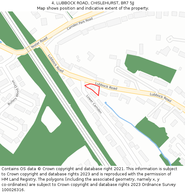 4, LUBBOCK ROAD, CHISLEHURST, BR7 5JJ: Location map and indicative extent of plot