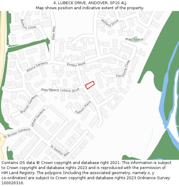 4, LUBECK DRIVE, ANDOVER, SP10 4LJ: Location map and indicative extent of plot