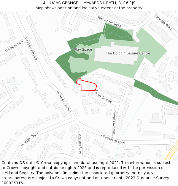 4, LUCAS GRANGE, HAYWARDS HEATH, RH16 1JS: Location map and indicative extent of plot