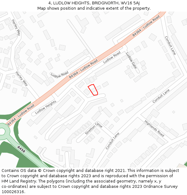 4, LUDLOW HEIGHTS, BRIDGNORTH, WV16 5AJ: Location map and indicative extent of plot