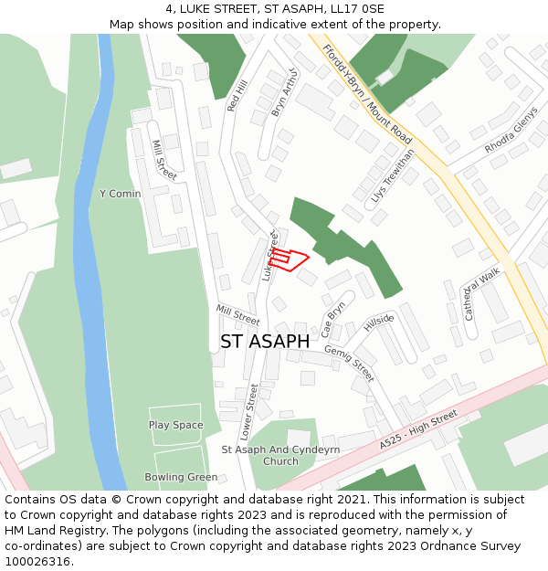 4, LUKE STREET, ST ASAPH, LL17 0SE: Location map and indicative extent of plot