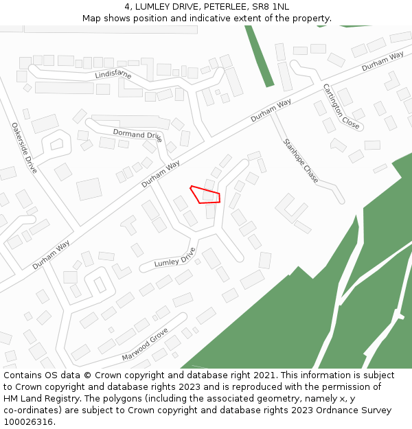 4, LUMLEY DRIVE, PETERLEE, SR8 1NL: Location map and indicative extent of plot
