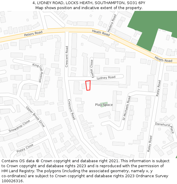 4, LYDNEY ROAD, LOCKS HEATH, SOUTHAMPTON, SO31 6PY: Location map and indicative extent of plot