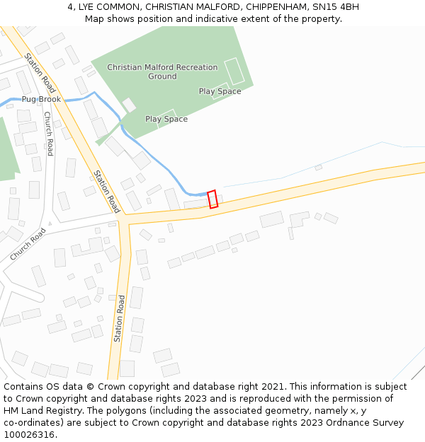 4, LYE COMMON, CHRISTIAN MALFORD, CHIPPENHAM, SN15 4BH: Location map and indicative extent of plot