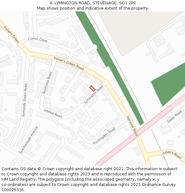 4, LYMINGTON ROAD, STEVENAGE, SG1 2PE: Location map and indicative extent of plot