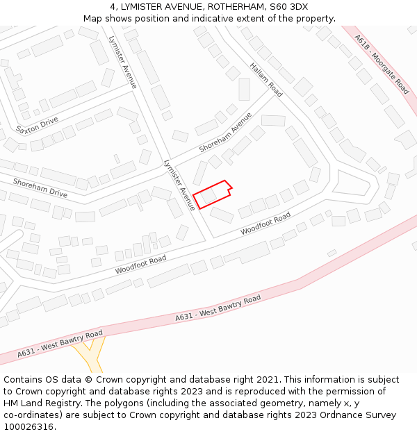 4, LYMISTER AVENUE, ROTHERHAM, S60 3DX: Location map and indicative extent of plot