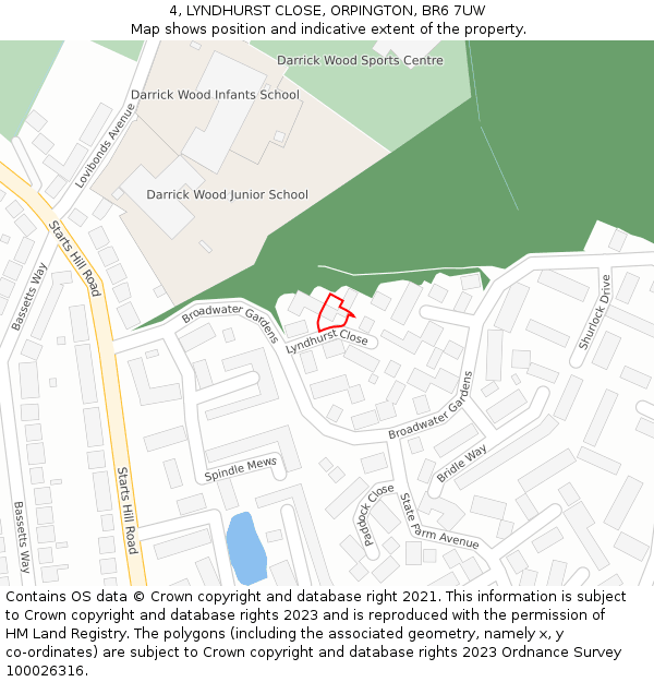 4, LYNDHURST CLOSE, ORPINGTON, BR6 7UW: Location map and indicative extent of plot