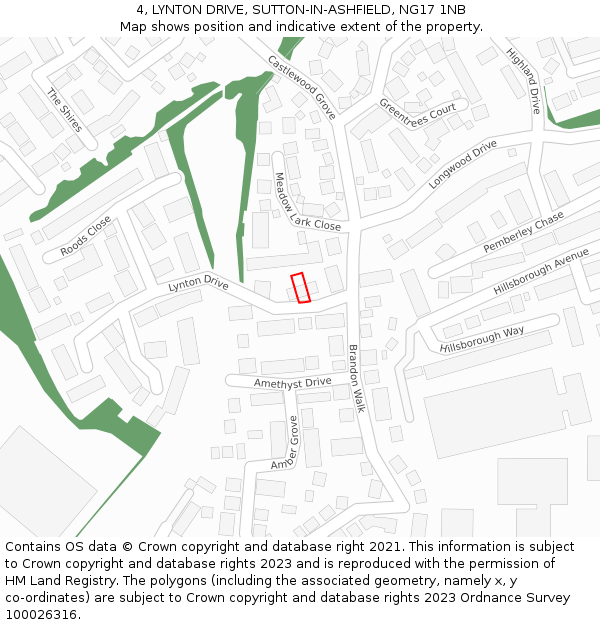 4, LYNTON DRIVE, SUTTON-IN-ASHFIELD, NG17 1NB: Location map and indicative extent of plot