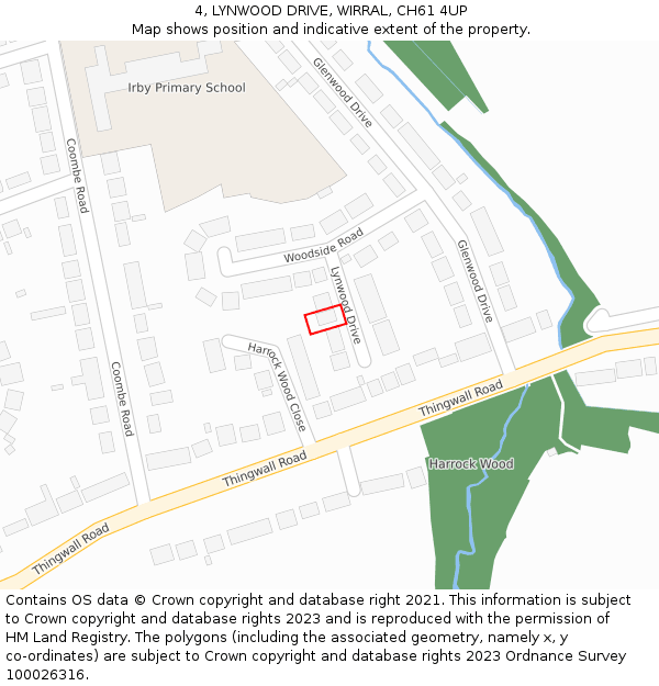 4, LYNWOOD DRIVE, WIRRAL, CH61 4UP: Location map and indicative extent of plot