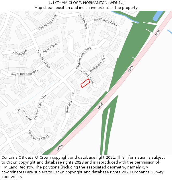 4, LYTHAM CLOSE, NORMANTON, WF6 1UJ: Location map and indicative extent of plot