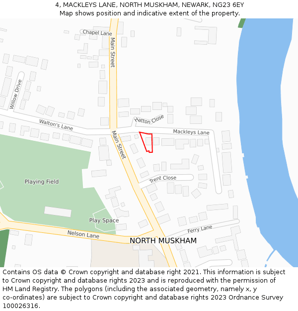 4, MACKLEYS LANE, NORTH MUSKHAM, NEWARK, NG23 6EY: Location map and indicative extent of plot