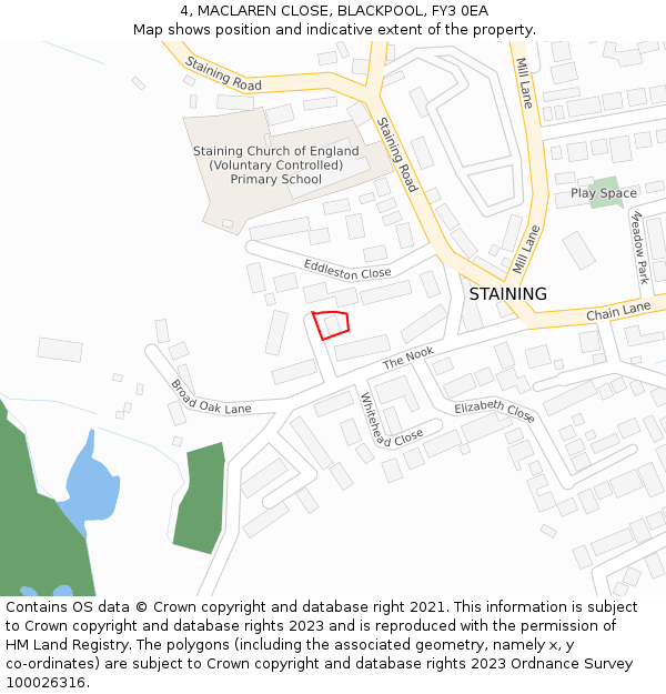 4, MACLAREN CLOSE, BLACKPOOL, FY3 0EA: Location map and indicative extent of plot