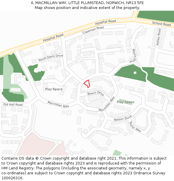 4, MACMILLAN WAY, LITTLE PLUMSTEAD, NORWICH, NR13 5FE: Location map and indicative extent of plot