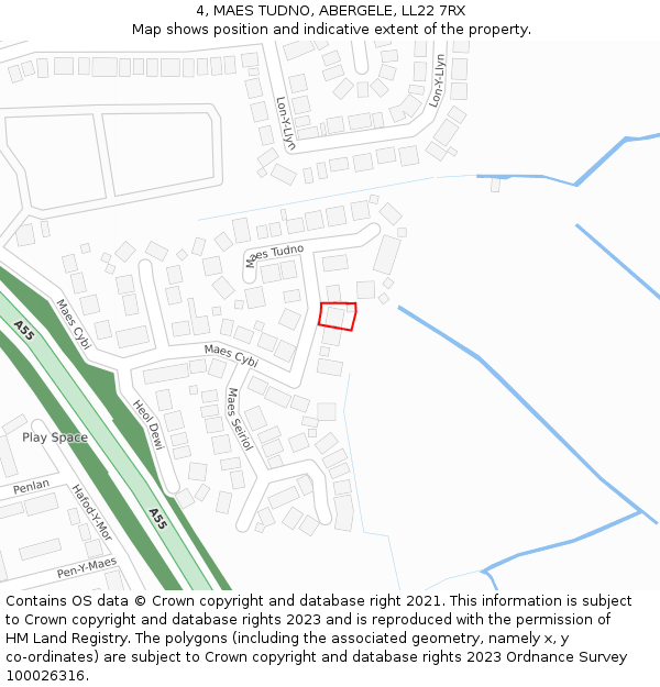 4, MAES TUDNO, ABERGELE, LL22 7RX: Location map and indicative extent of plot