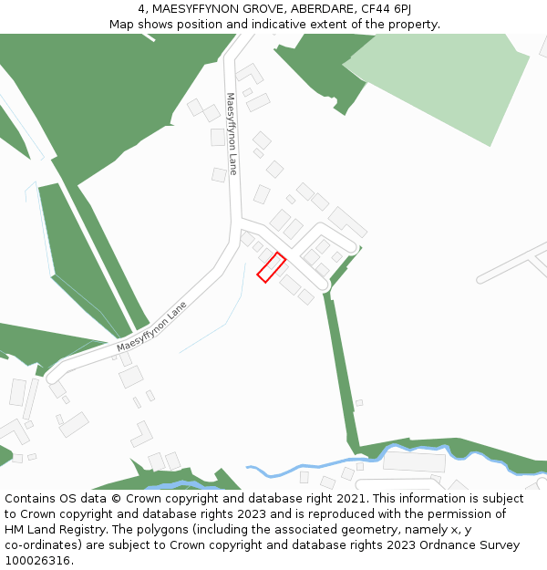 4, MAESYFFYNON GROVE, ABERDARE, CF44 6PJ: Location map and indicative extent of plot