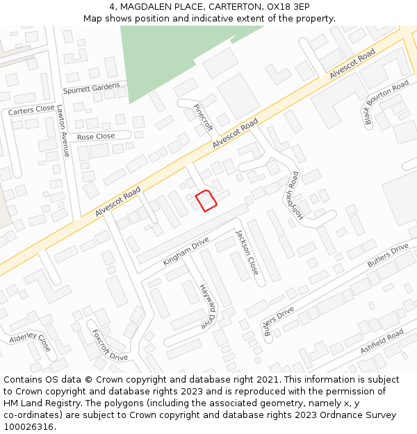 4, MAGDALEN PLACE, CARTERTON, OX18 3EP: Location map and indicative extent of plot